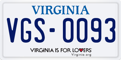 VA license plate VGS0093