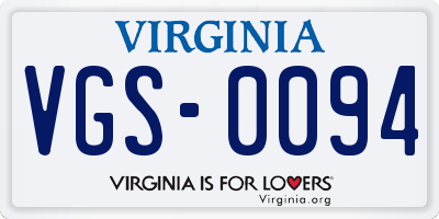 VA license plate VGS0094