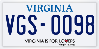 VA license plate VGS0098