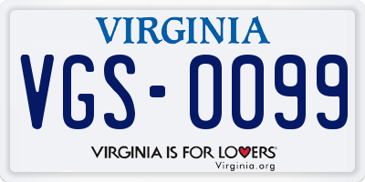 VA license plate VGS0099