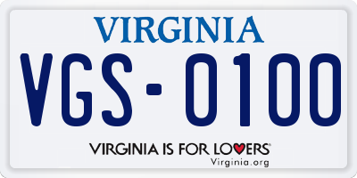 VA license plate VGS0100