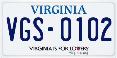 VA license plate VGS0102