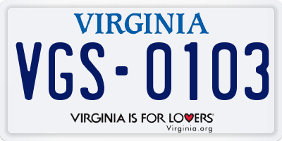 VA license plate VGS0103
