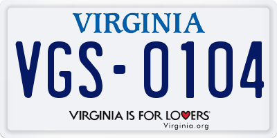 VA license plate VGS0104