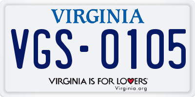 VA license plate VGS0105