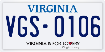 VA license plate VGS0106