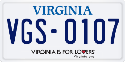 VA license plate VGS0107