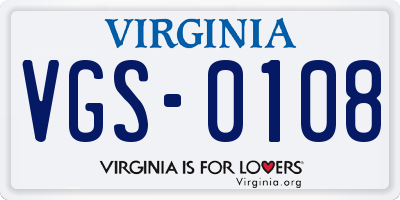 VA license plate VGS0108
