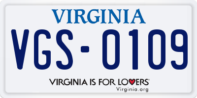 VA license plate VGS0109