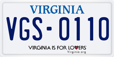 VA license plate VGS0110