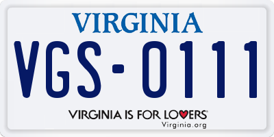 VA license plate VGS0111