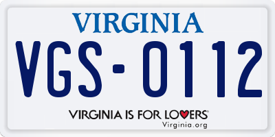 VA license plate VGS0112