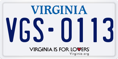 VA license plate VGS0113