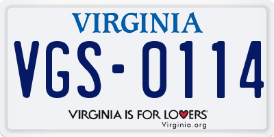 VA license plate VGS0114