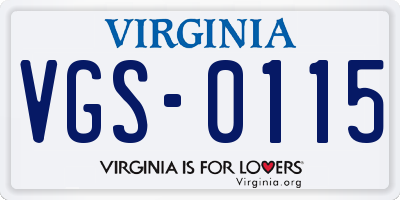 VA license plate VGS0115