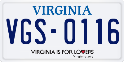 VA license plate VGS0116