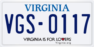 VA license plate VGS0117