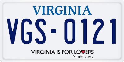VA license plate VGS0121