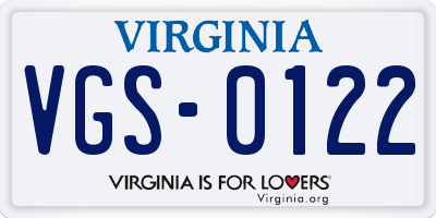VA license plate VGS0122
