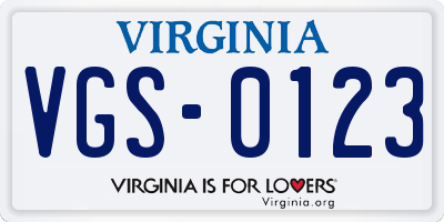 VA license plate VGS0123