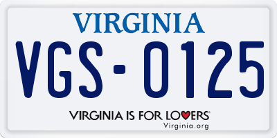VA license plate VGS0125