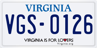 VA license plate VGS0126