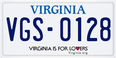 VA license plate VGS0128