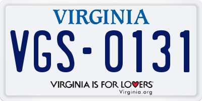VA license plate VGS0131