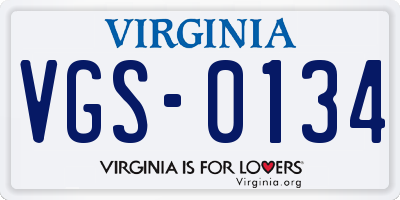VA license plate VGS0134