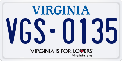 VA license plate VGS0135