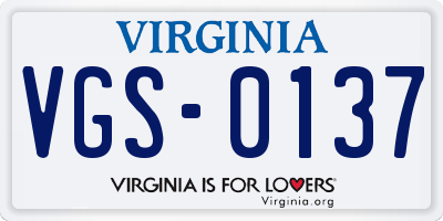 VA license plate VGS0137