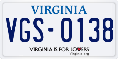 VA license plate VGS0138