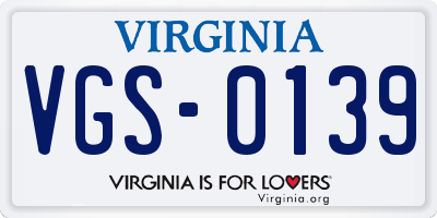 VA license plate VGS0139