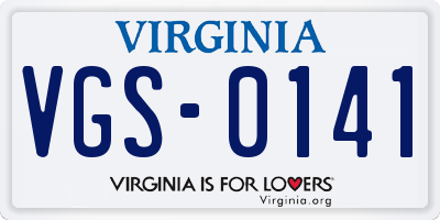 VA license plate VGS0141