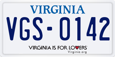 VA license plate VGS0142
