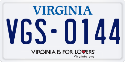 VA license plate VGS0144