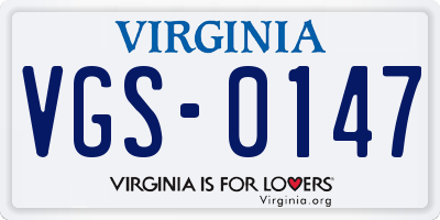 VA license plate VGS0147