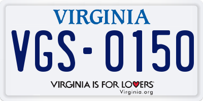 VA license plate VGS0150