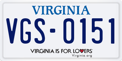 VA license plate VGS0151