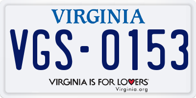 VA license plate VGS0153