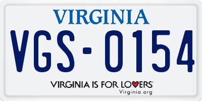 VA license plate VGS0154