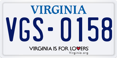 VA license plate VGS0158