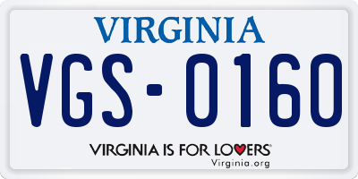 VA license plate VGS0160
