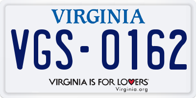 VA license plate VGS0162