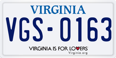 VA license plate VGS0163