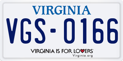 VA license plate VGS0166