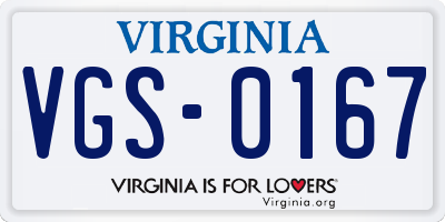 VA license plate VGS0167