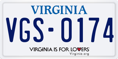 VA license plate VGS0174