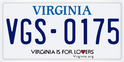 VA license plate VGS0175