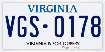 VA license plate VGS0178